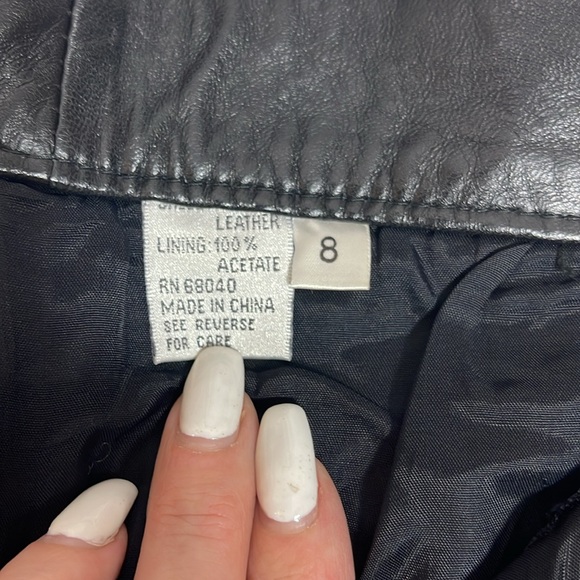 Vintage LEW MAGRAM NY Black Genuine Leather High Waisted Skinny Pants - Picture 10 of 12